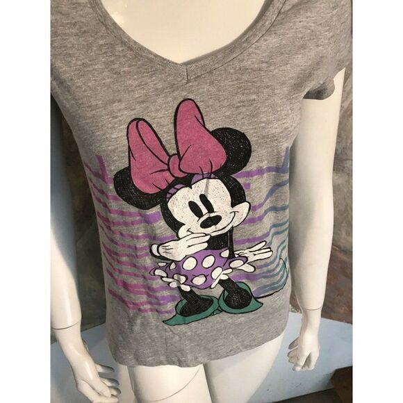 Disney Minnie Mouse Womens V-neck Shirt Blouse Top A19 Size Medium - Picture 3 of 6
